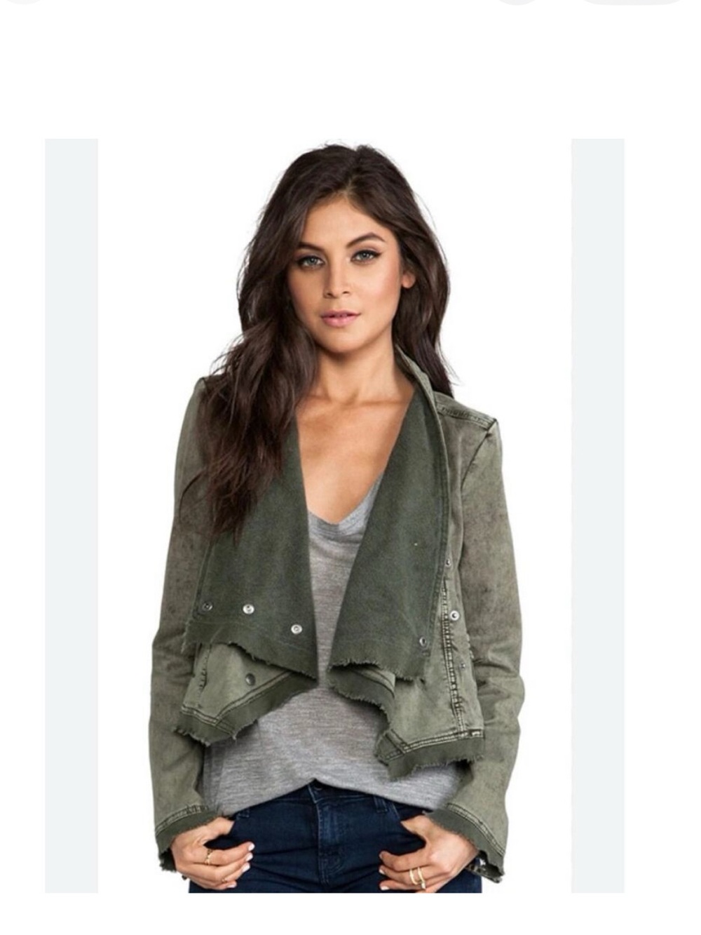 Free People Olive Green Draped Utility Jacket